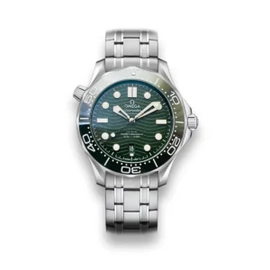 Omega Seamaster 300M green replica 210.30.42.20.10.001, green wave dial, green bezel, date at 6, bracelet