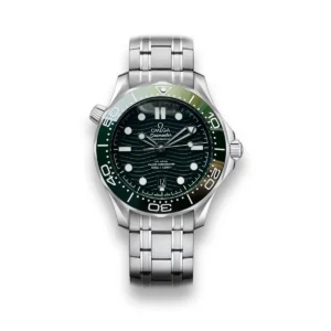 Omega Seamaster Diver green dial replica 210.30.42.20.10.001, green wave dial, green bezel, date at 6, bracelet