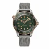 Omega Seamaster green mesh replica 210.90.42.20.10.001, grey tone case, bronze tone bezel ring, green dial and bezel