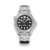 Omega Seamaster grey bezel replica, black wave dial, brushed grey bezel, red seconds hand, bracelet