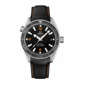 Omega Planet Ocean 42mm rubber strap replica 232.32.42.21.01.005, black dial, orange numerals, dark grey bezel