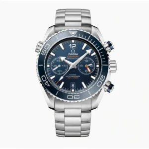 Omega Planet Ocean chronograph blue replica 215.30.46.51.03.001, blue dial and bezel, orange chronograph hand