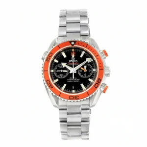 Omega Planet Ocean orange replica 232.30.46.51.01.002, black chronograph dial, orange bezel