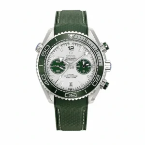 Omega Planet Ocean chronograph green replica 215.32.46.51.06.001, silver dial, green subdials and bezel