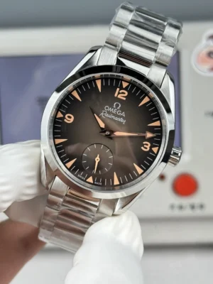 Omega Seamaster Railmaster 235.16.38.20.13.004 front view in hand