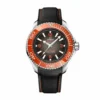Omega Planet Ocean Ultra Deep rubber strap replica, gradient dial, orange bezel, black rubber strap