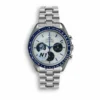 Omega Silver Snoopy replica 310.32.42.50.02.001, silver dial with Snoopy at 9, blue bezel, bracelet, sticker on the crystal