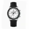 Omega Snoopy watch replica 311.32.42.30.04.003, white dial with Snoopy in the left counter, black bezel, fabric strap