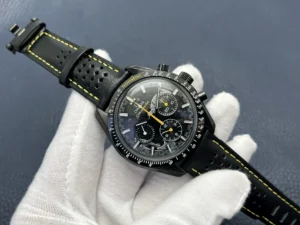 Seen from the right with the perforated strap draped over the glove