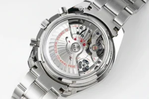Display caseback with red lettering on the rotor