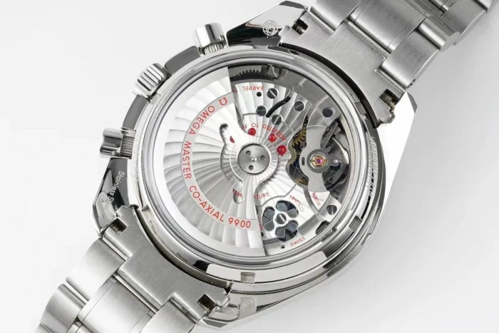 Display caseback with red lettering on the rotor
