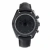 Omega Speedmaster replica 311.92.44.51.01.005, studio front view of the chronograph on a textured fabric strap