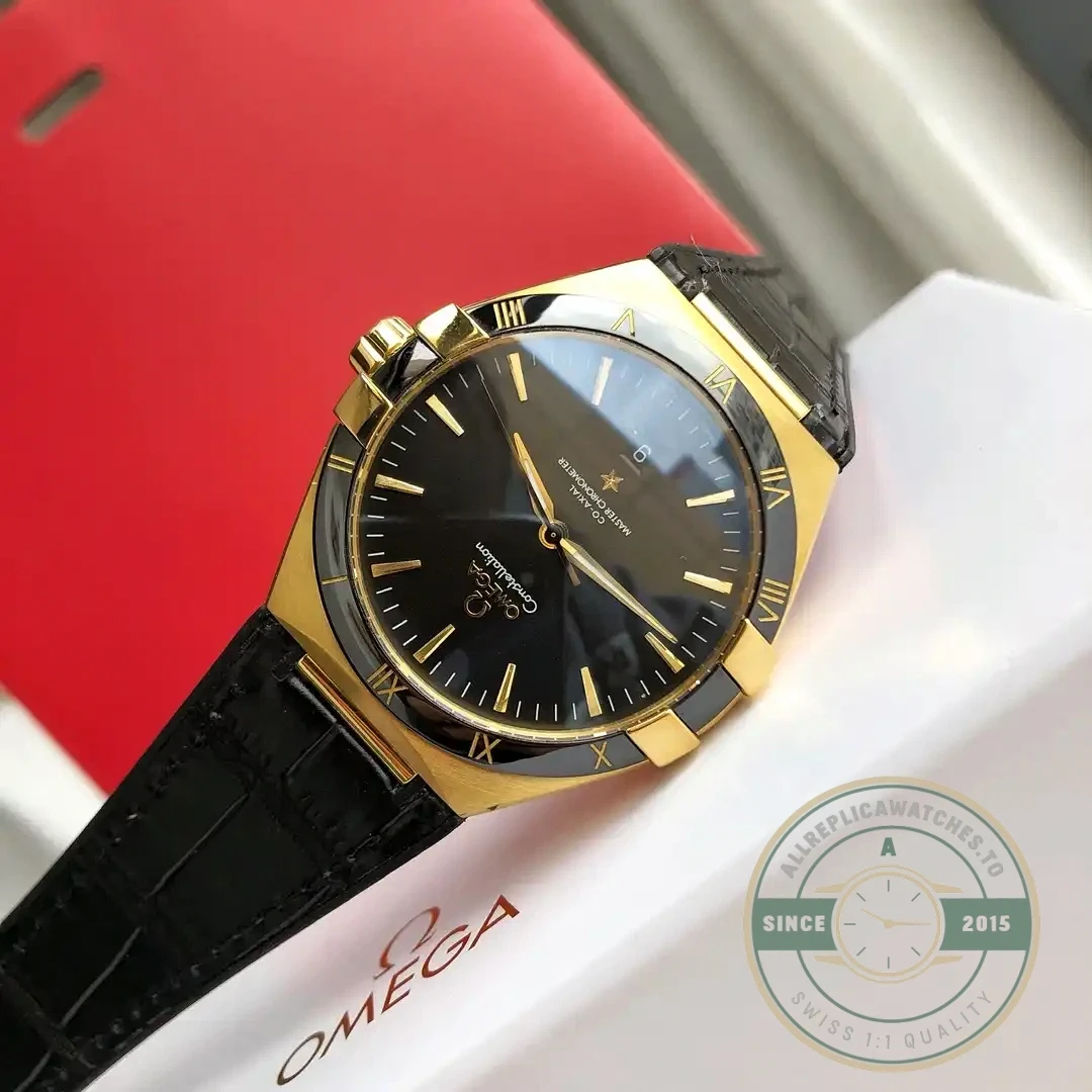 Close-up of steel bezel and dial markers