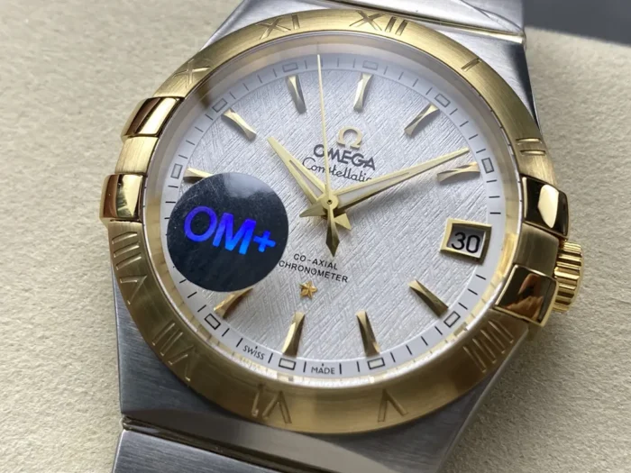 Omega Constellation on wrist in natural lighting