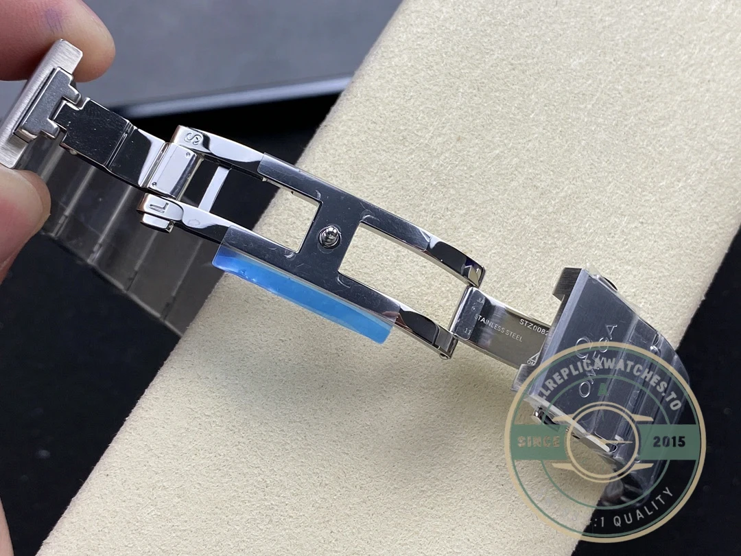 Caseback view showing Co-Axial movement through sapphire crystal