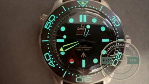 Caseback view showing Co-Axial movement through sapphire crystal