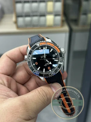 Caseback view showing Co-Axial movement through sapphire crystal