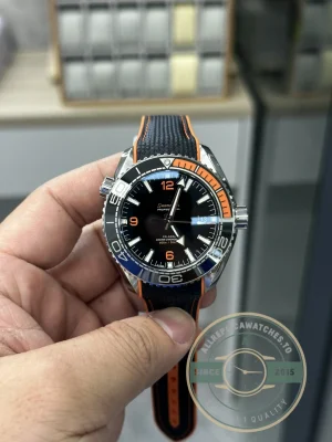 Close-up of steel bezel and dial markers