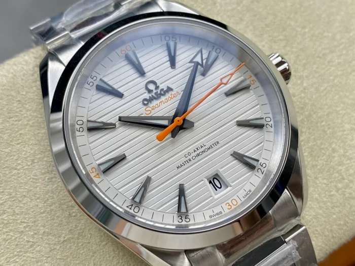 Close-up of steel bezel and dial markers