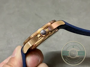 Close-up of steel bezel and dial markers