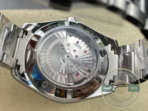 Close-up of steel bezel and dial markers