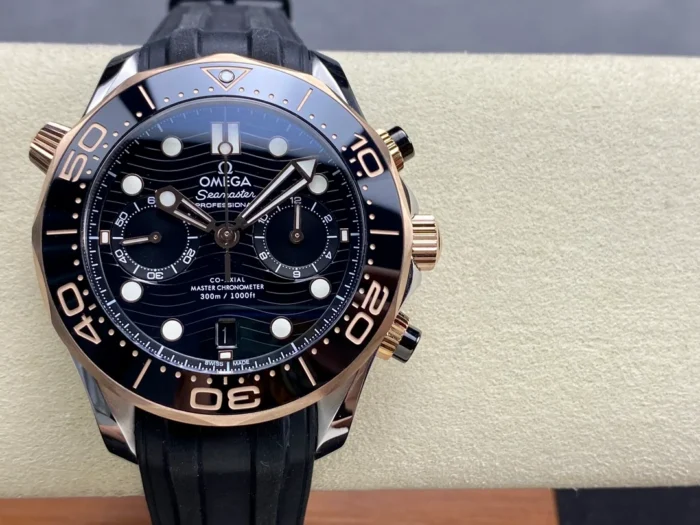 Complete front view showing black dial and bezel ring