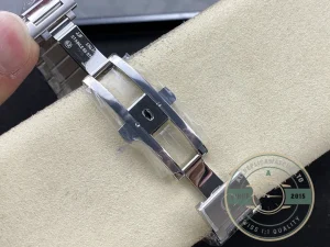 Caseback view showing Co-Axial movement through sapphire crystal