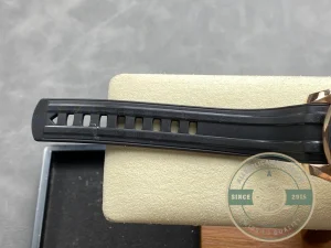 Caseback view showing Co-Axial movement through sapphire crystal