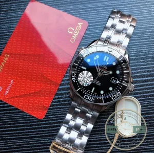 Caseback view showing Co-Axial movement through sapphire crystal