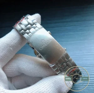 Close-up of steel bezel and dial markers