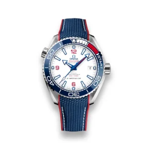 Omega Planet Ocean America's Cup replica 215.32.43.21.04.001, white dial, blue bezel with red START segment