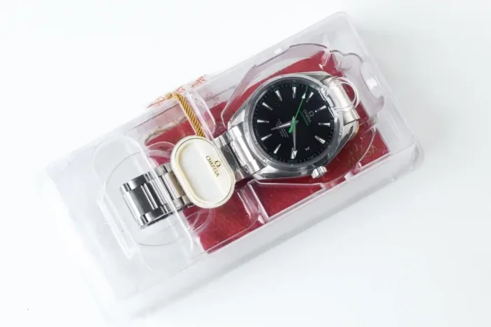Caseback view showing Co-Axial movement through sapphire crystal
