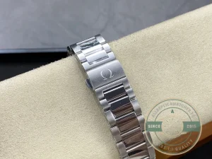 Caseback view showing Co-Axial movement through sapphire crystal