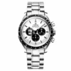 Snoopy Omega replica 310.32.42.50.02.001, white dial, black counters, Snoopy at 9, black bezel, bracelet