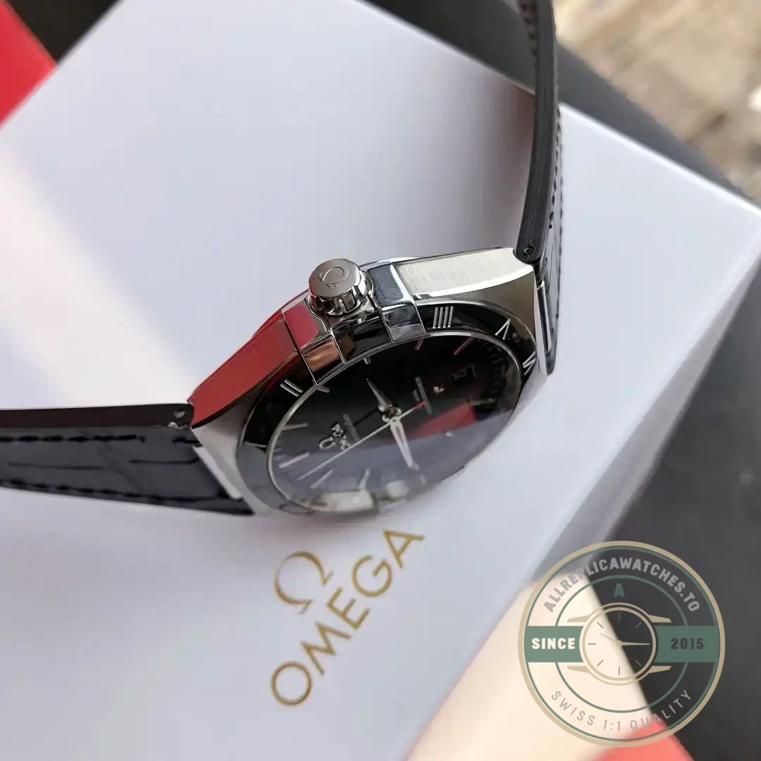 Omega Constellation black dial on wrist