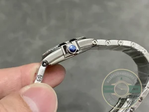 Caseback view showing Co-Axial movement through sapphire crystal