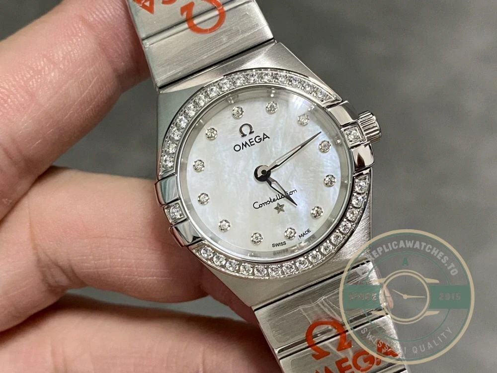 Omega Constellation on wrist in natural lighting