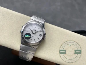 Omega Constellation on wrist in natural lighting