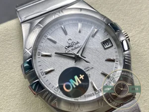 Close-up of steel bezel and dial markers