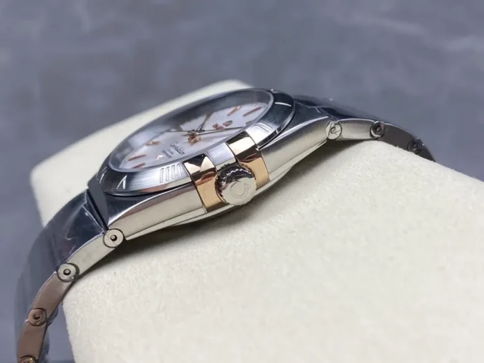 Omega Constellation on wrist in natural lighting