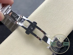 Close-up of steel bezel and dial markers