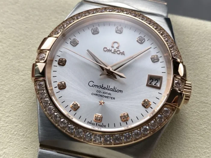 Constellation 38mm case side profile with crown detail