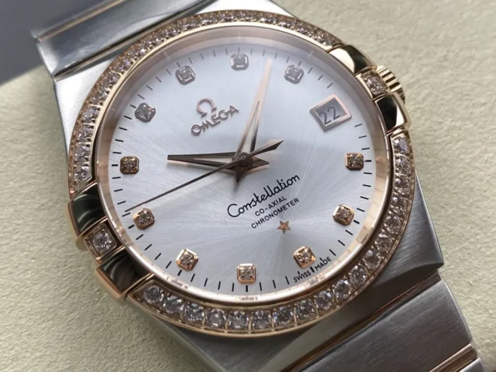 Omega Constellation on wrist in natural lighting
