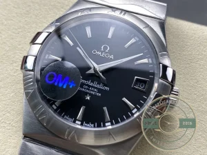 Caseback view showing Co-Axial movement through sapphire crystal