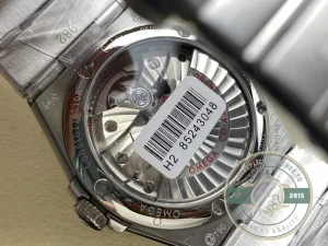 Close-up of steel bezel and dial markers