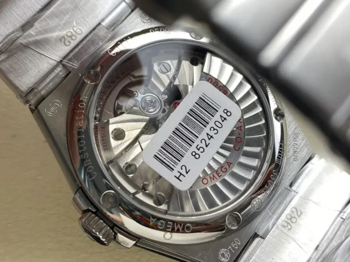 Close-up of steel bezel and dial markers