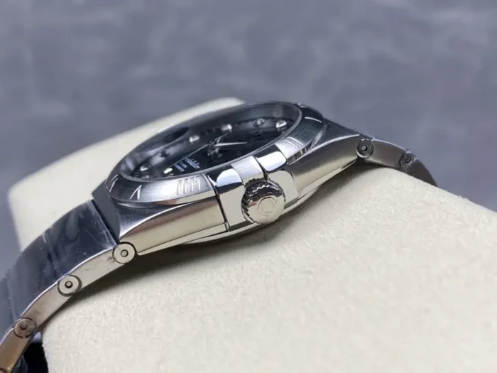 Omega Constellation Black on wrist in natural lighting