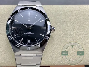 Caseback view showing Co-Axial movement through sapphire crystal