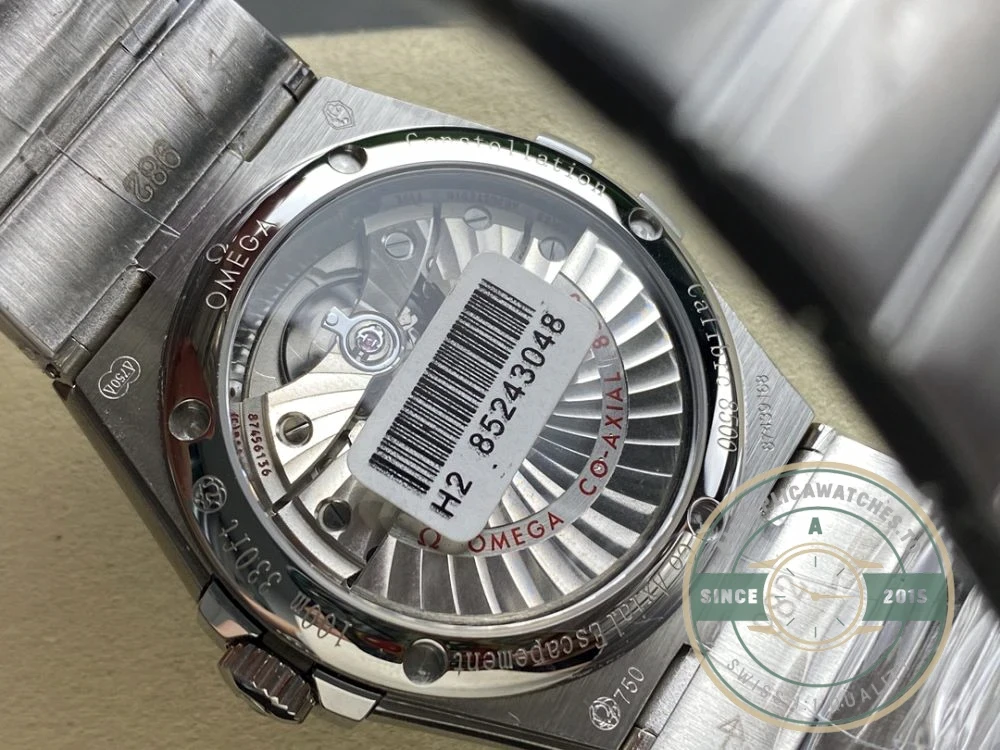 Omega Constellation Blue on wrist in natural lighting