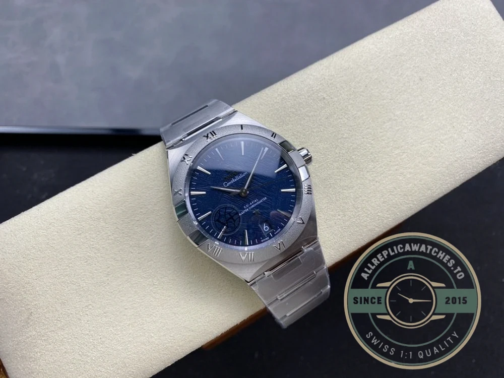 Close-up of steel bezel and dial markers